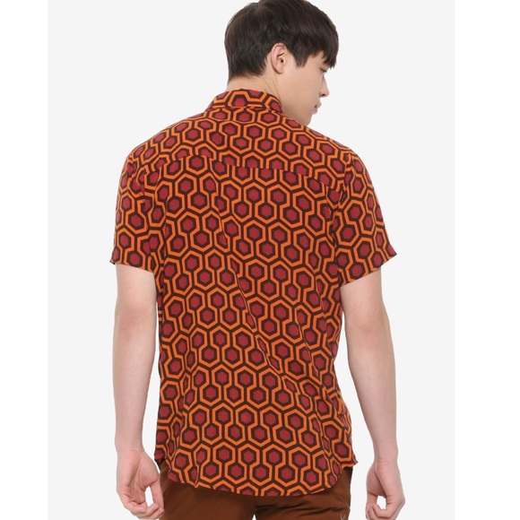 The Shining Overlook Hotel Carpet Woven Button-Up mens medium - Picture 4 of 6